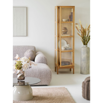 Witryna zamykana na nóżkach Zamora 180x47x40cm fornir dębowy / szkło hartowane House Nordic