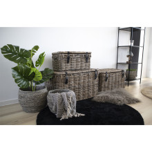 Zestaw 3 koszy rattanowych zamykanych Depok dymiony House Nordic