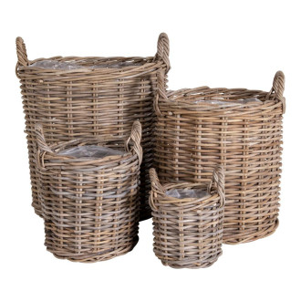 Zestaw 4 okrągłych  koszy rattanowych Caor House Nordic