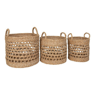 Zestaw 3 koszy plecionych boho Balok trawa morska House Nordic