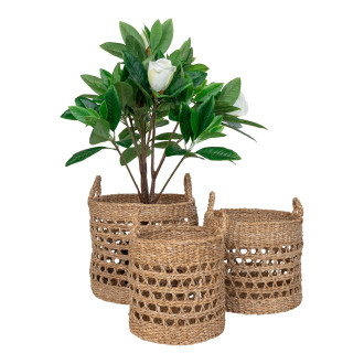 Zestaw 3 koszy plecionych boho Balok trawa morska House Nordic