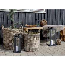Zestaw 2 koszy okrągłych z uchwytami z rattanu naturalnego Indo House Nordic