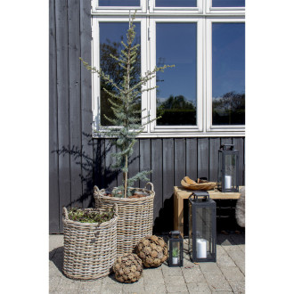 Zestaw 2 koszy okrągłych z uchwytami z rattanu naturalnego Indo House Nordic