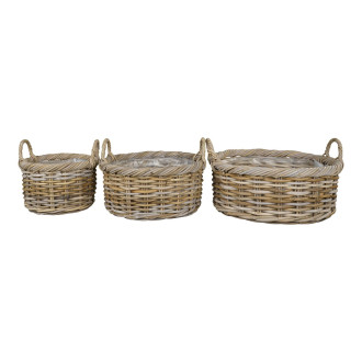 Zestaw 3 koszy rattanowych z uchwytami Kuta House Nordic