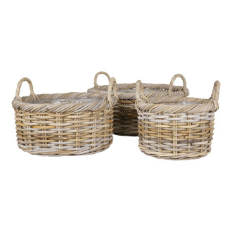Zestaw 3 koszy rattanowych z uchwytami Kuta House Nordic