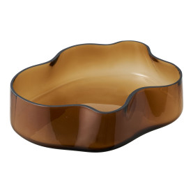 Taca szklana dekoracyjna - organiczny kształt 29,5x7cm brązowa House Nordic