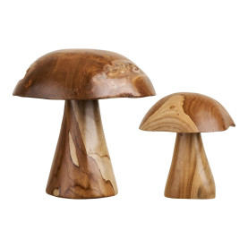 Dekoracja ogrodowa 2 grzyby z drewna tekowego Mushrooms House Nordic