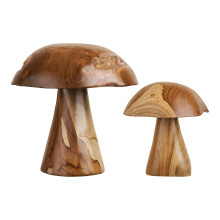 Dekoracja ogrodowa 2 grzyby z drewna tekowego Mushrooms House Nordic