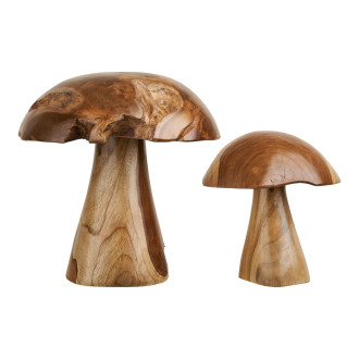 Dekoracja ogrodowa 2 grzyby z drewna tekowego Mushrooms House Nordic