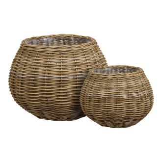 Zestaw 2 koszy dekoracyjnych rattan naturalny Melaka House Nordic