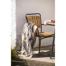 Koc wełniany / pled / narzuta Carmel 130x170cm czarno-brązowo-beżowy House Nordic