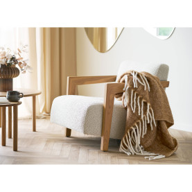 Koc wełniany / pled / narzuta Carmel 130x170cm beżowy House Nordic 2