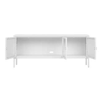 Szafka rtv metalowa ze szklanymi drzwiami Brisbane 55x130x40cm biała House Nordic