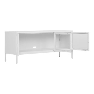 Szafka rtv metalowa ze szklanymi drzwiami Brisbane 55x130x40cm biała House Nordic