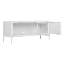 Szafka rtv metalowa ze szklanymi drzwiami Brisbane 55x130x40cm biała House Nordic