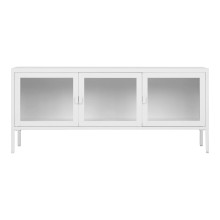 Szafka rtv metalowa ze szklanymi drzwiami Brisbane 55x130x40cm biała House Nordic