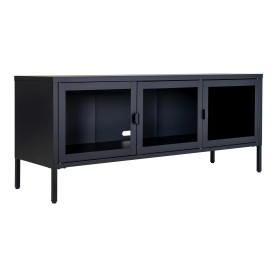 Szafka rtv metalowa ze szklanymi drzwiami Brisbane 55x130x40cm czarna House Nordic 2