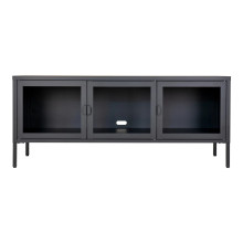 Szafka rtv metalowa ze szklanymi drzwiami Brisbane 55x130x40cm czarna House Nordic