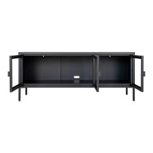 Szafka rtv metalowa ze szklanymi drzwiami Brisbane 55x130x40cm czarna House Nordic