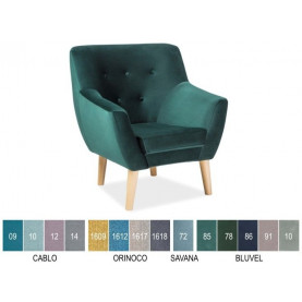 Skandynawski Fotel welurowy na drewnianych nogach NORDIC 1 Velvet Tap. Bluvel 78 zielony Signal do salonu, sypialni i poczekalni 2