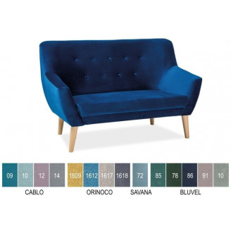Skandynawska Sofa welurowa 2 osobowa NORDIC VELVET 136 szara Signal do salonu i poczekalni.