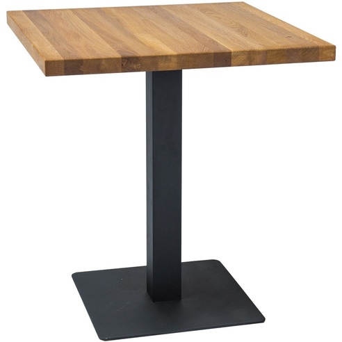 Stół kwadratowy na jednej nodze Puro 80x80 dąb/czarny Signal do kuchni, jadalni i salonu.