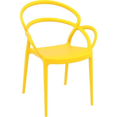 Stylowe Krzesło z podłokietnikami MILA żółte Siesta do stołu.
