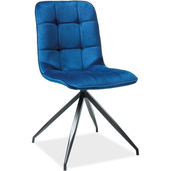 Krzesło welurowe pikowane Texo niebieskie Signal do kuchni, jadalni i salonu.