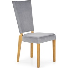 Klasyczne Krzesło tapicerowane na drewnianych nogach ROIS dąb miodowy/popielaty Halmar do kuchni, salonu i jadalni.