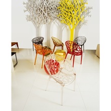 Stylowe Krzesło ażurowe z tworzywa CRYSTAL czerwone przezroczyste Siesta do salonu, kuchni i restuaracji.