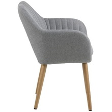 Skandynawskie Krzesło tapicerowane z podłokietnikami Emilia jasno szare D2.Design do kuchni, salonu i restauracji.