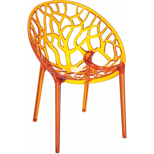 Designerskie Krzesło ażurowe z tworzywa CRYSTAL pomarańczowe przezroczyste Siesta do kuchni, kawiarni i restauracji.