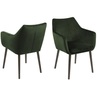 Stylowe Krzesło tapicerowane z podłokietnikami Nora VIC zielone D2.Design do stołu.