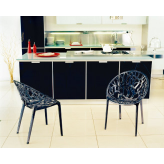 Designerskie Krzesło ażurowe z tworzywa CRYSTAL czarne przezroczyste Siesta do kuchni, kawiarni i restauracji.