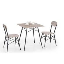 Zestaw stół kwadratowy + 2 krzesła KABIR dąb san remo/czarny Halmar do jadalni, kuchni i salonu.