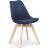 Skandynawskie Krzesło tapicerowane na drewnianych nogach K303 Norden ciemno niebieskie/buk Halmar do kuchni, salonu i restauracj