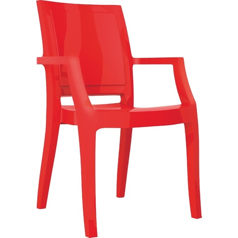 Stylowe Krzesło z podłokietnikami ARTHUR lśniące czerwone Siesta do stołu.