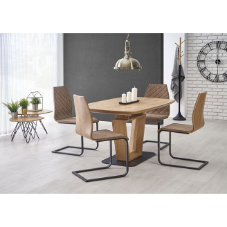 Stół rozkładany BLACKY 160x90 dąb złoty/czarny Halmar do jadalni, kuchni i salonu.