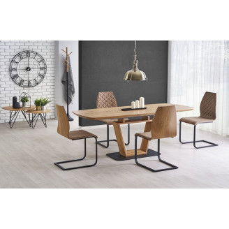 Stół rozkładany BLACKY 160x90 dąb złoty/czarny Halmar do jadalni, kuchni i salonu.