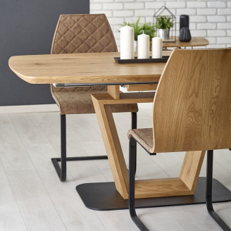 Stół rozkładany BLACKY 160x90 dąb złoty/czarny Halmar do jadalni, kuchni i salonu.