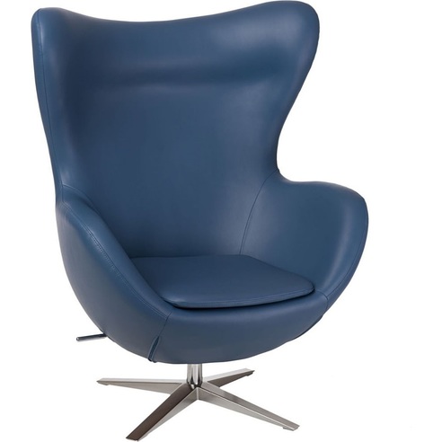 Designerski Fotel obrotowy Jajo EcoLeather ciemno niebieski D2.Design do salonu i sypialni.