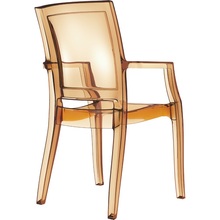 Stylowe Krzesło z podłokietnikami ARTHUR bursztynowe przezroczyste Siesta do salonu, kuchni i restuaracji.