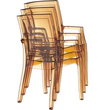Stylowe Krzesło z podłokietnikami ARTHUR bursztynowe przezroczyste Siesta do salonu, kuchni i restuaracji.