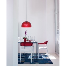 Stylowe Krzesło z podłokietnikami CARMEN białe/czerwone przezroczyste Siesta do salonu, kuchni i restuaracji.