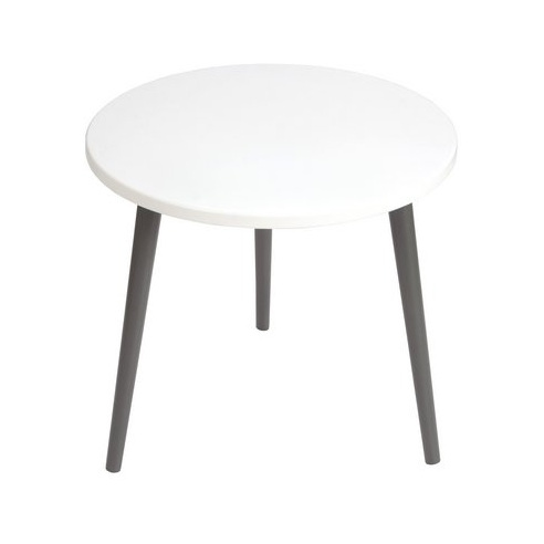 Skandynawski Okrągły stolik kawowy Crystal White biały/grafit 47 MoonWood do salonu, poczekalni lub kawiarni.
