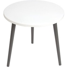 Skandynawski Okrągły stolik kawowy Crystal White biały/grafit 47 MoonWood do salonu, poczekalni lub kawiarni.