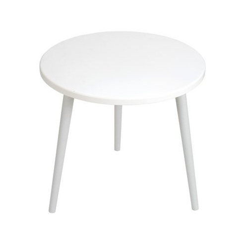 Skandynawski Okrągły stolik kawowy Crystal White biały/szary 47 MoonWood do salonu, poczekalni lub kawiarni.