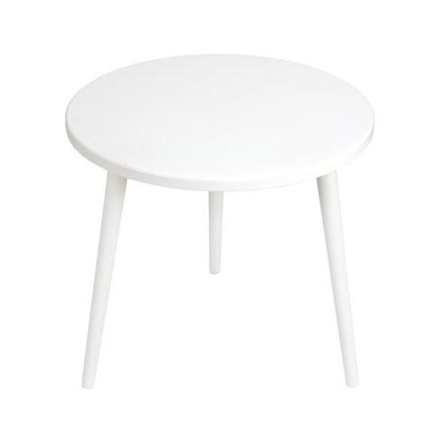 Skandynawski Okrągły stolik kawowy Crystal White biały 54 MoonWood do salonu, poczekalni lub kawiarni.