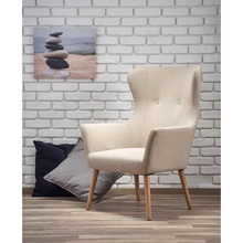 Stylowy Fotel tapicerowany "uszak" skandynawski COTTO beżowy Halmar do salonu, sypialni i poczekalni.