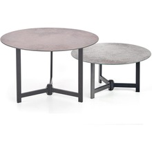 Nowoczesny Zestaw stolików okrągłych TWINS grafitowy/brązowy/czarny Halmar do salonu, poczekalni lub kawiarni.